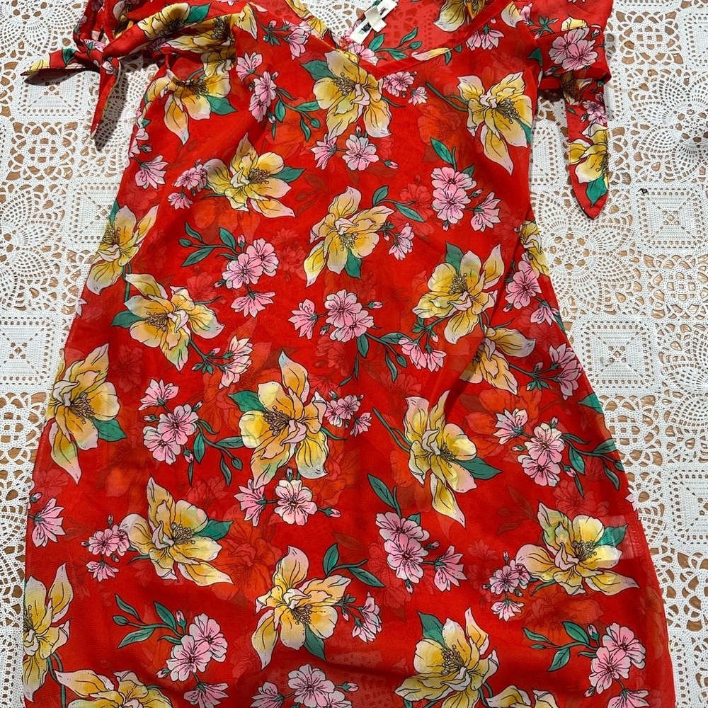 MIKEn Swim Red Floral Cover Ip
